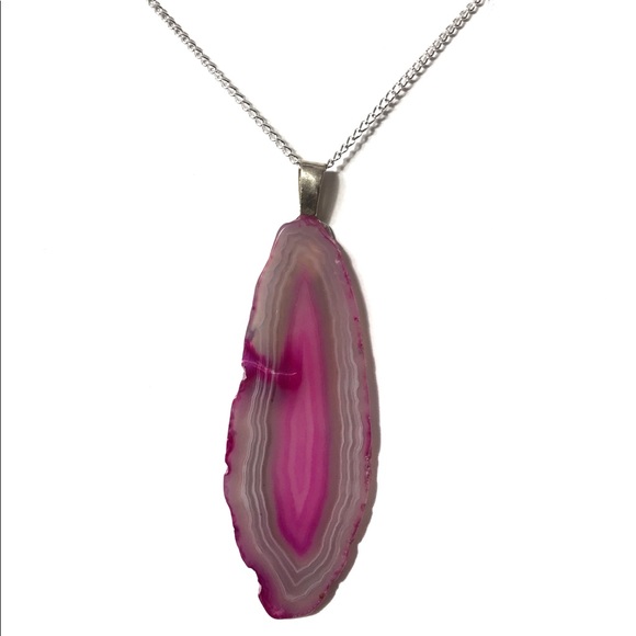 Jewelry - Large pink crystal pendant necklace